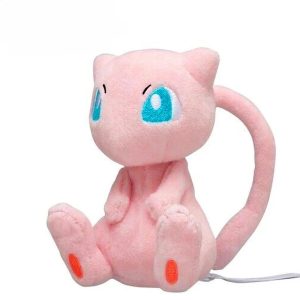 Pelúcia do Mew, de Pokémon, de 20 cm, rosa com olhos azuis, sentada, vista de frente