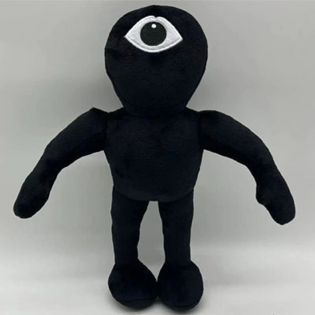 Pelúcia preta de um olho só e braços longos, monstro do jogo Doors, do Roblox