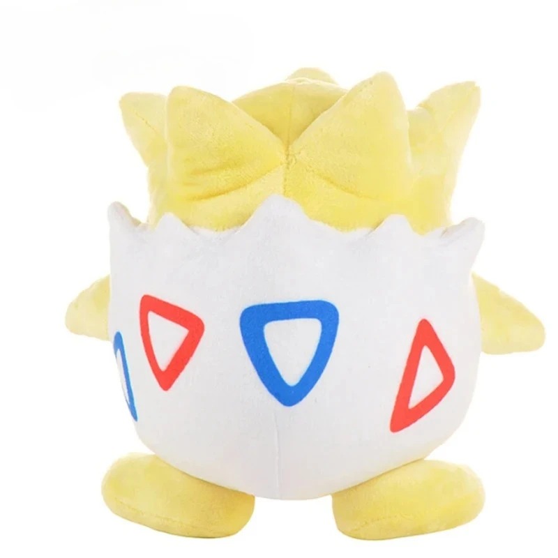 Pelúcia do Togepi, de Pokémon, de costas com as pontas amarelas da cabeça