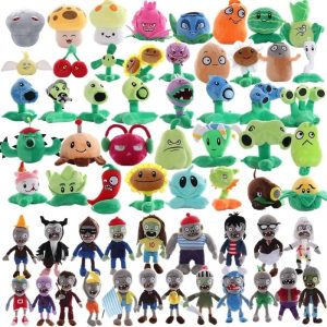 Coleção de pelúcias de Plants vs. Zombies com dezenas de plantas e zumbis coloridos