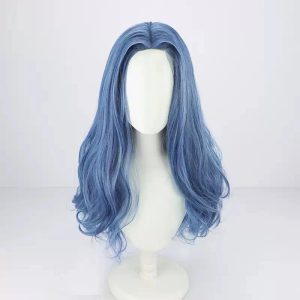 Peruca longa azul ondulada para o cosplay da Ranni, de Elden Ring, vista de frente