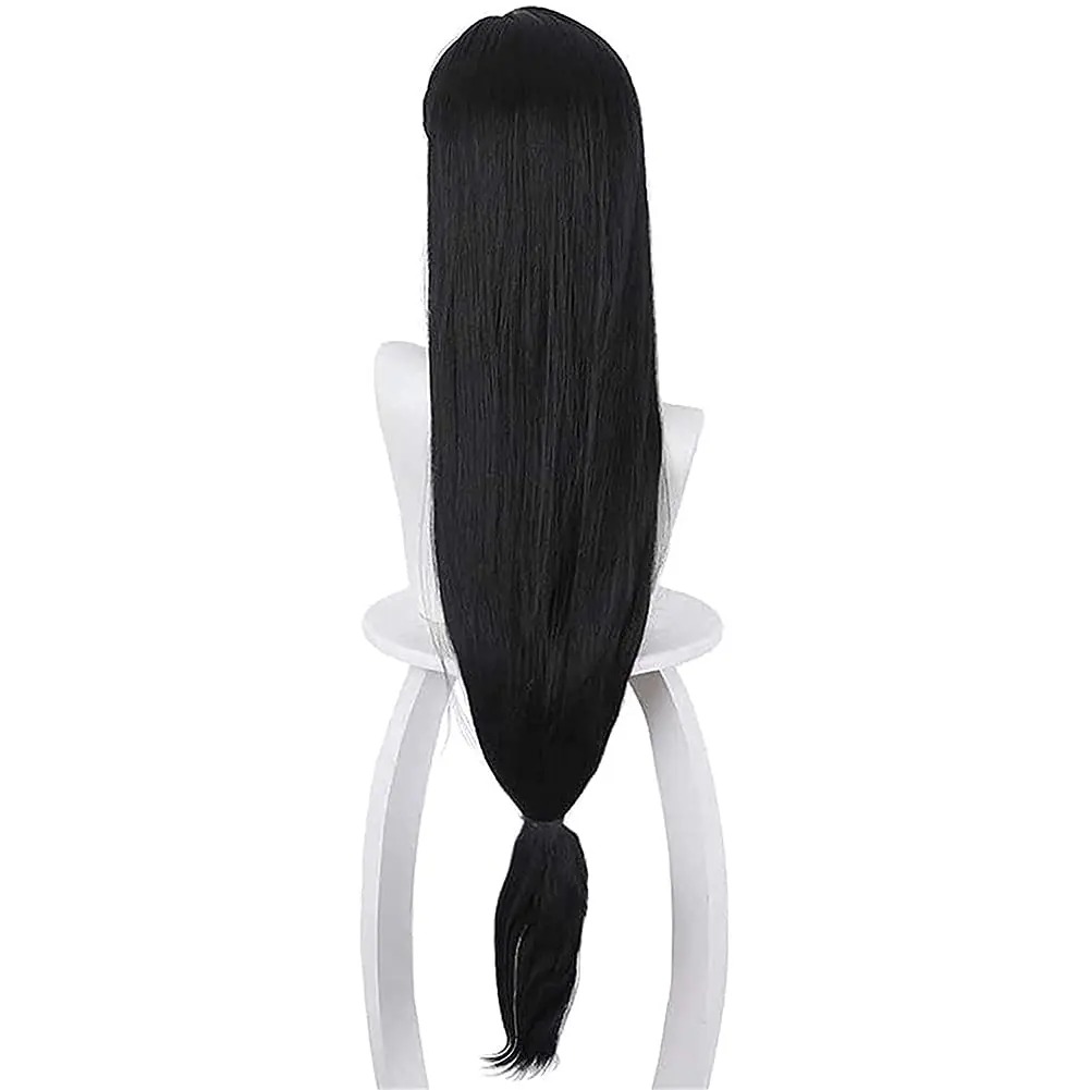 Peruca da Tifa Lockhart vista de costas, com cabelo longo preso nas pontas